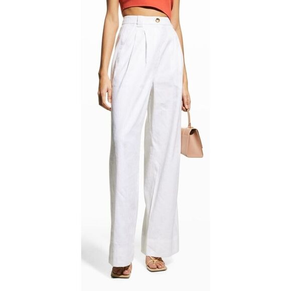 A.L.C. Women's Sz 14 Ecru Off-White Tommy Straight-Leg High-Waisted Pants $450 - Picture 9 of 9